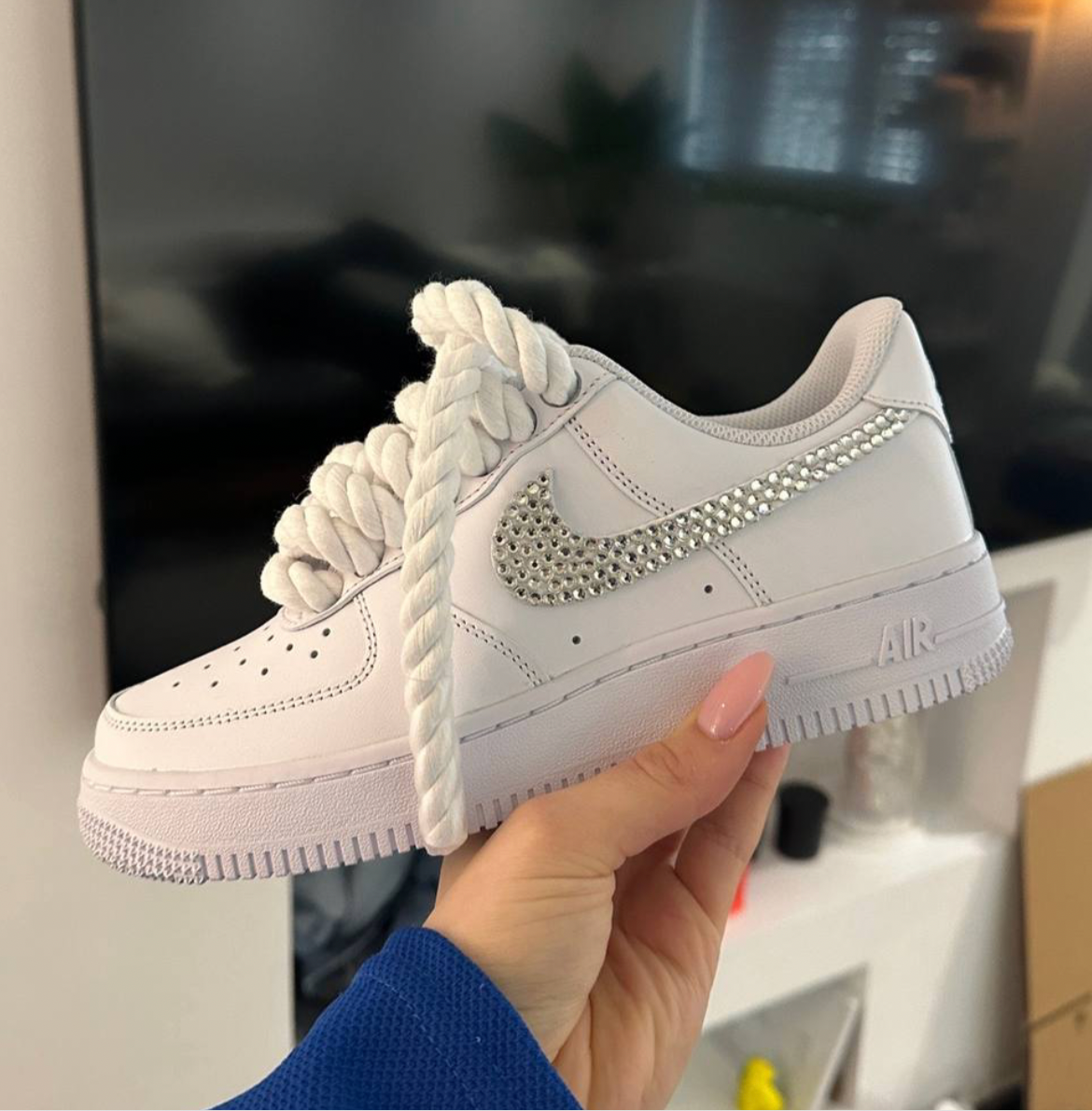 Air Force 1’07 white rope laces Glitter