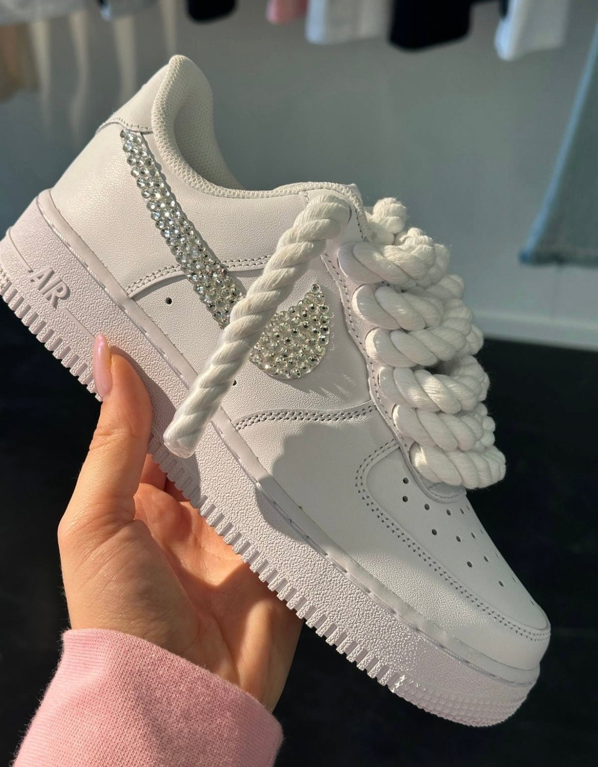 Air Force 1’07 white rope laces Glitter