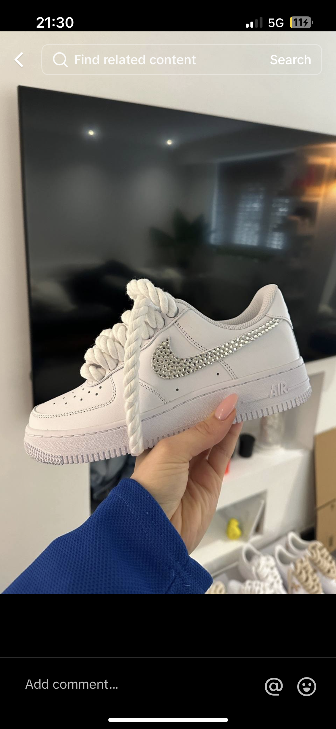 Air Force 1’07 white rope laces Glitter