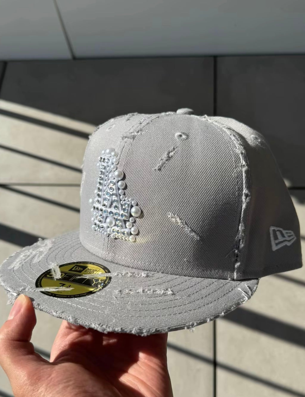 New era cap grey , rinestones