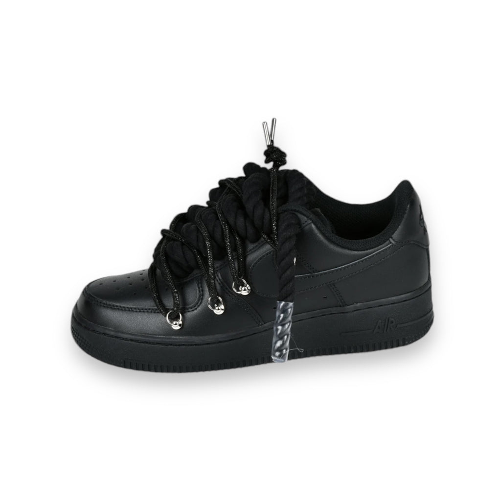 Double laced Air Force 1’07 Black Glitter
