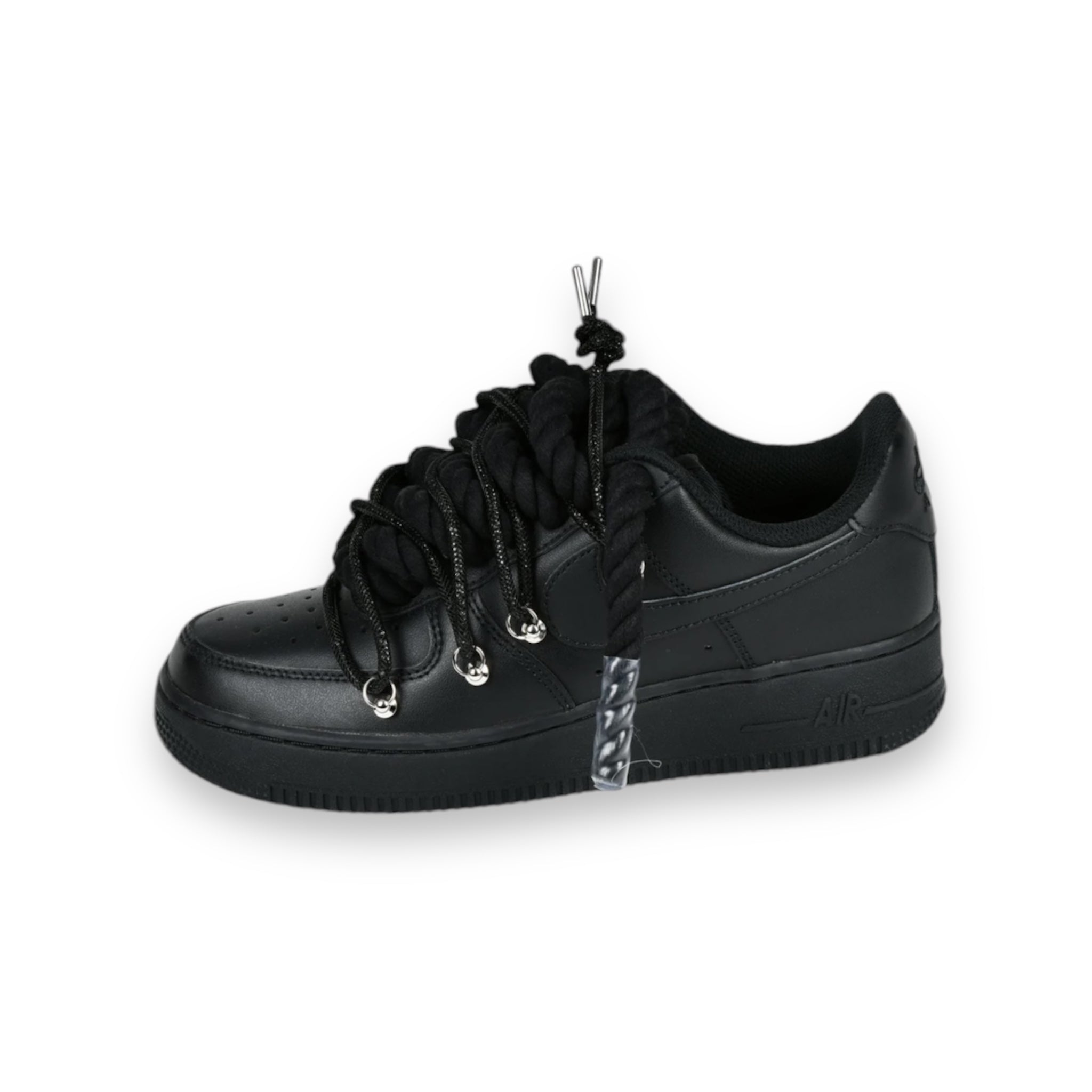 Double laced Air Force 1’07 Black Glitter