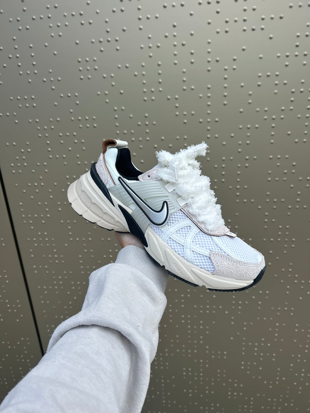 Nike V2K run fuzzy laces
