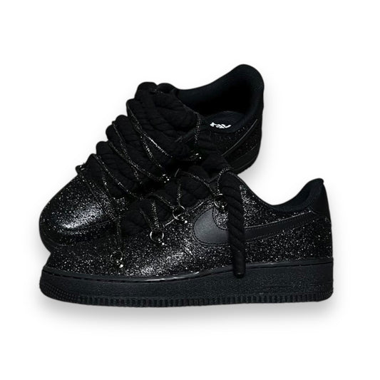 Air Force 1’07 Black double laced Glitter