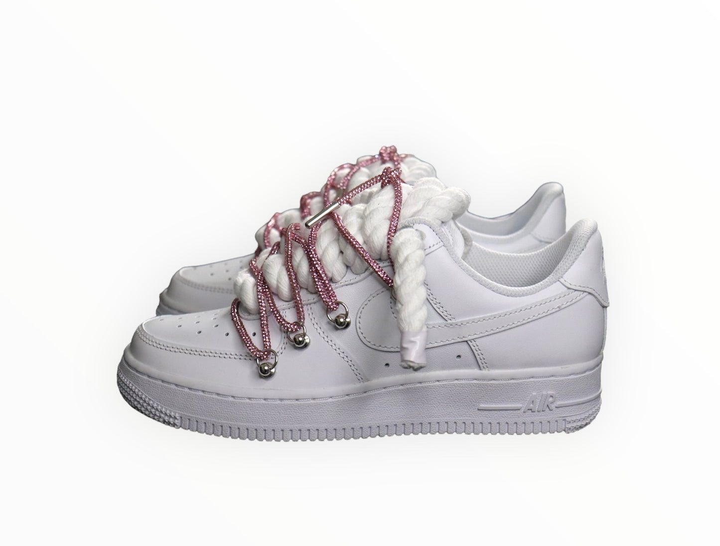 Double laced Air Force 1’07 glitter pink