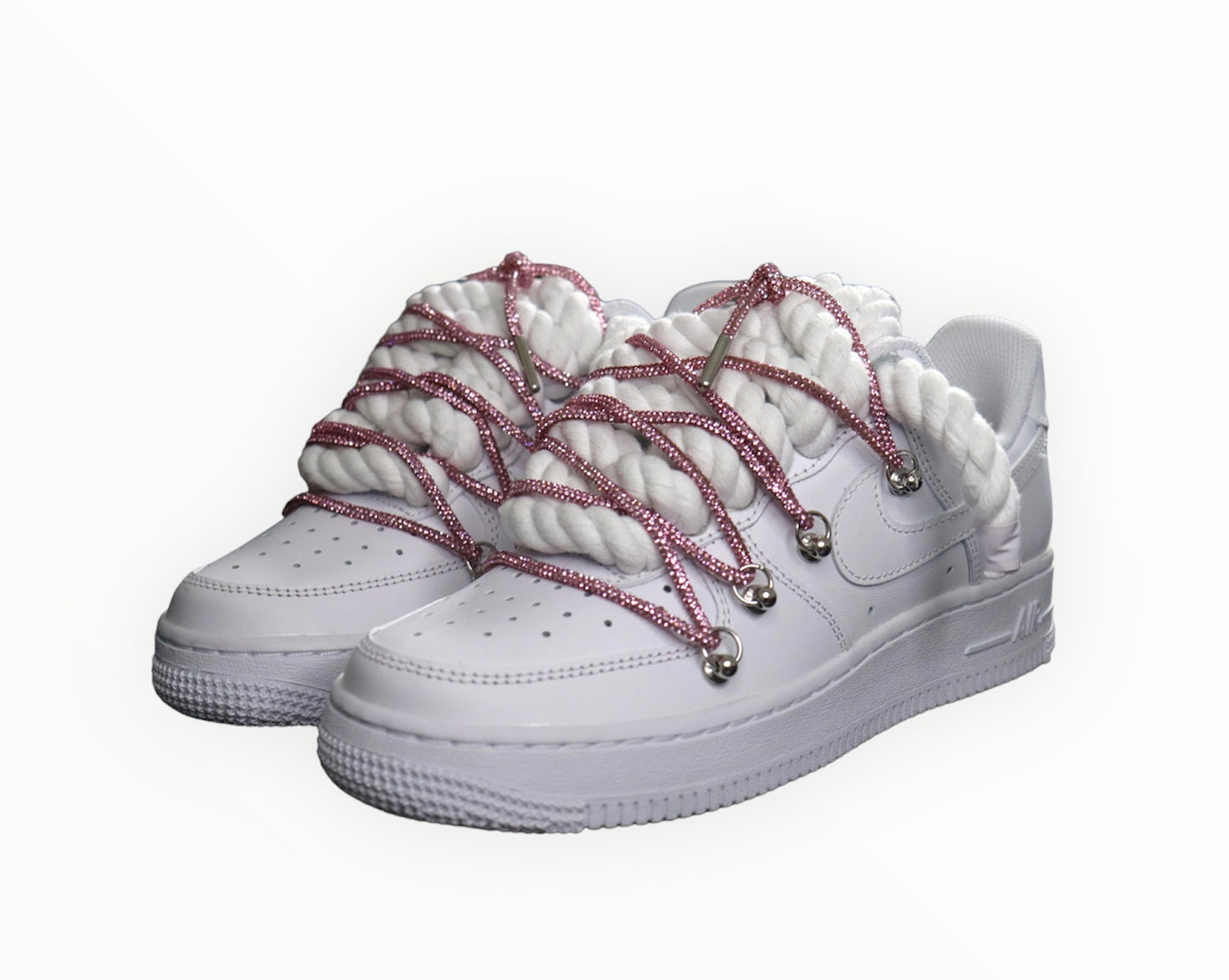 Double laced Air Force 1’07 glitter pink