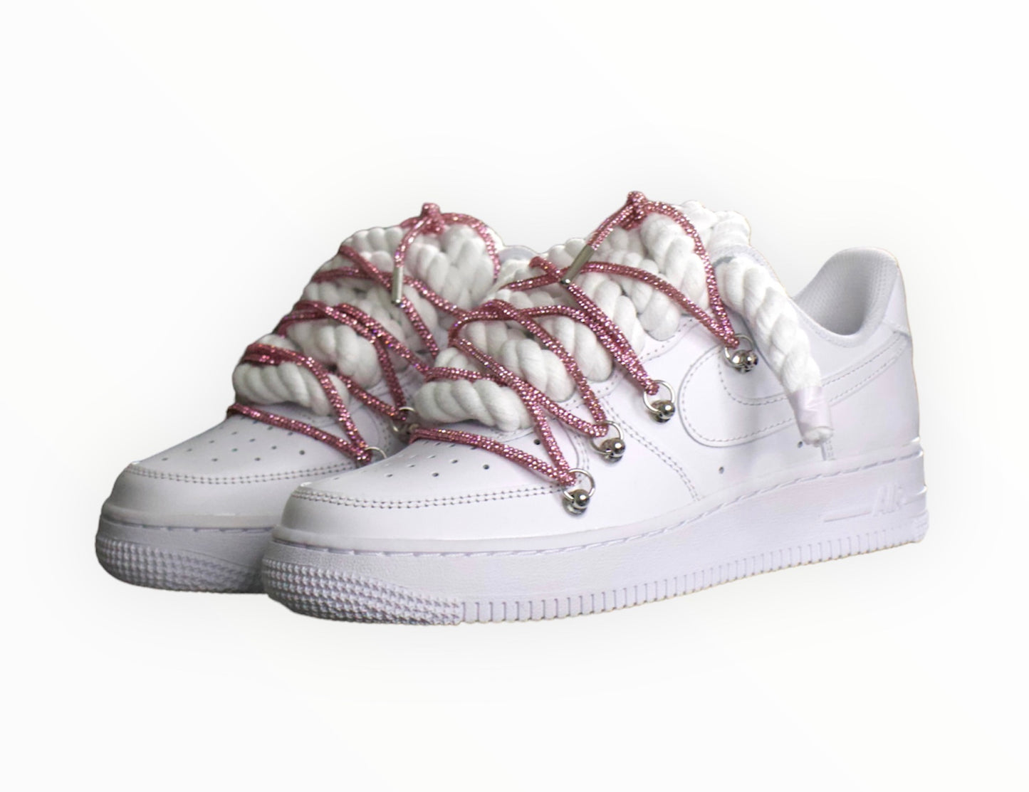 Double laced Air Force 1’07 glitter pink