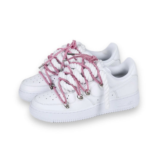 Double laced Air Force 1’07 glitter pink